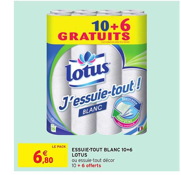 essuie tout blanc 10+6 lotus