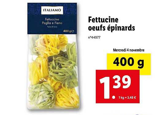 Fettucine Oeufs épinard