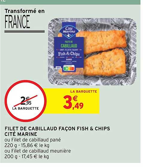 filet de cabillaud façon fish & chips cité marine