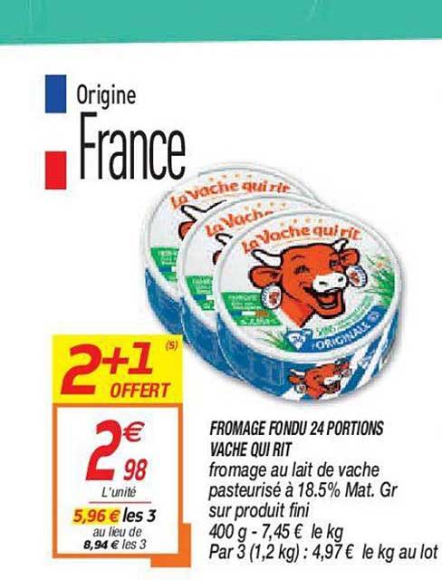 fromage fondu 24 portions vache qui rit 2+1 offert