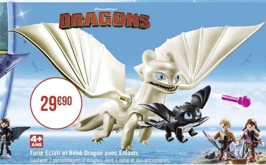 furie éclair et bébé dragon avec enfants