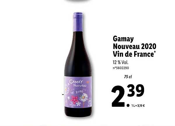 gamay nouveau 2020 vin de france
