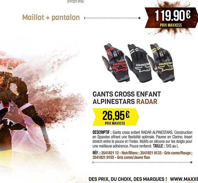 gants cross enfant alpinestars radar