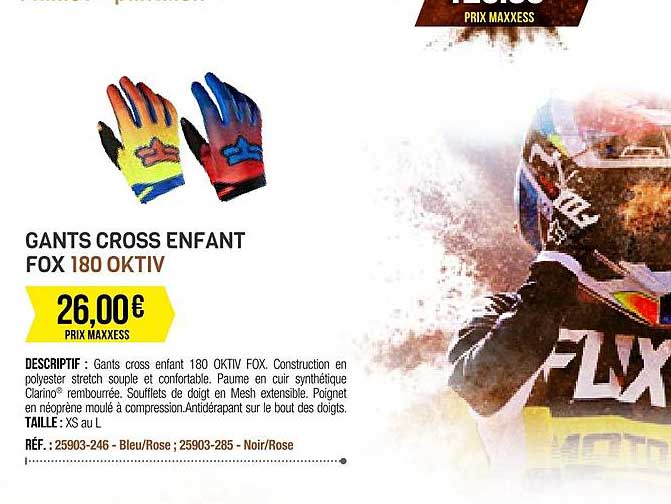 gants cross enfant fox 180 oktiv