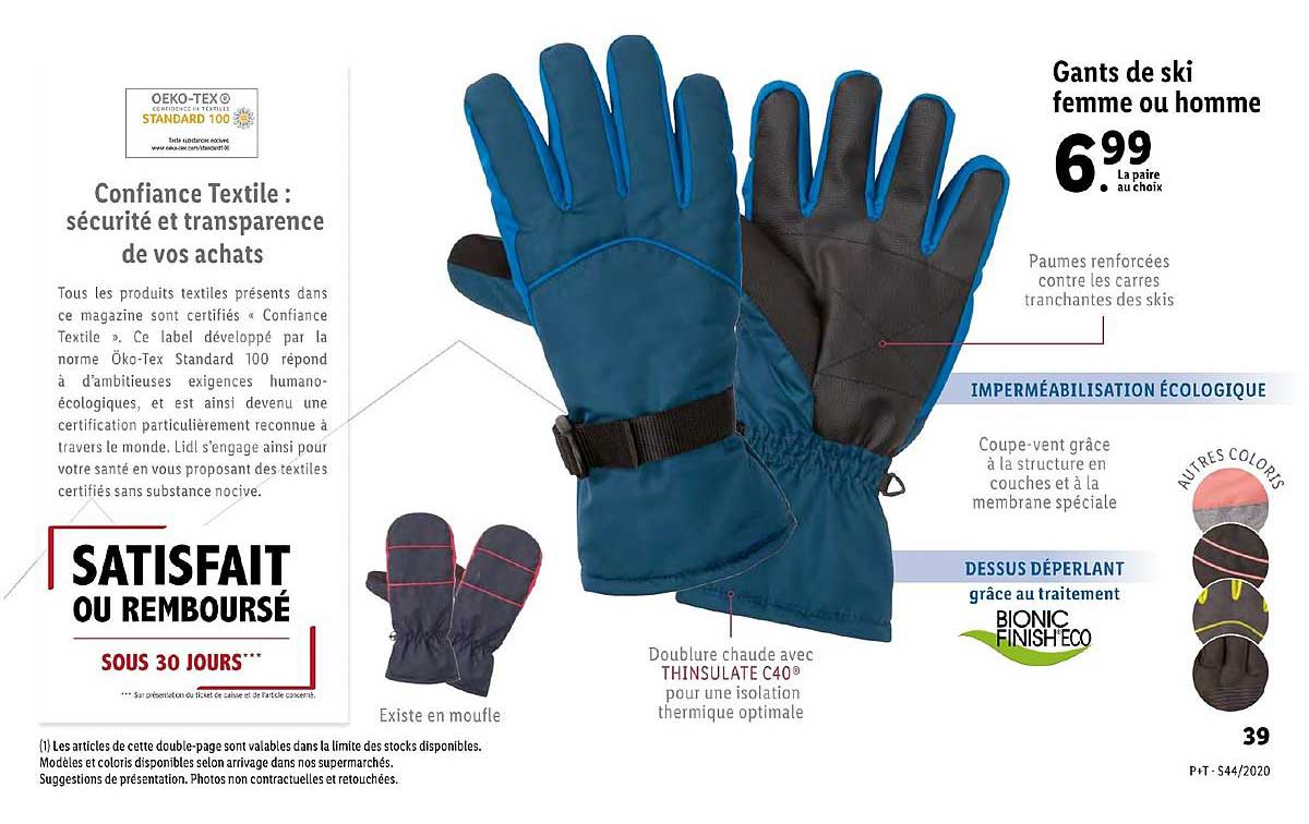 gants de ski femme ou homme