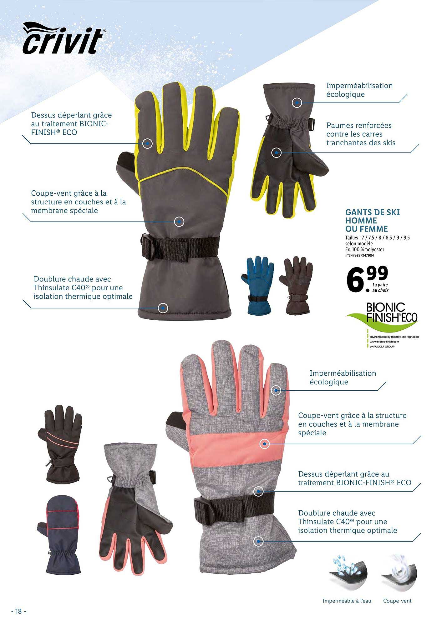 gants de ski homme ou femme