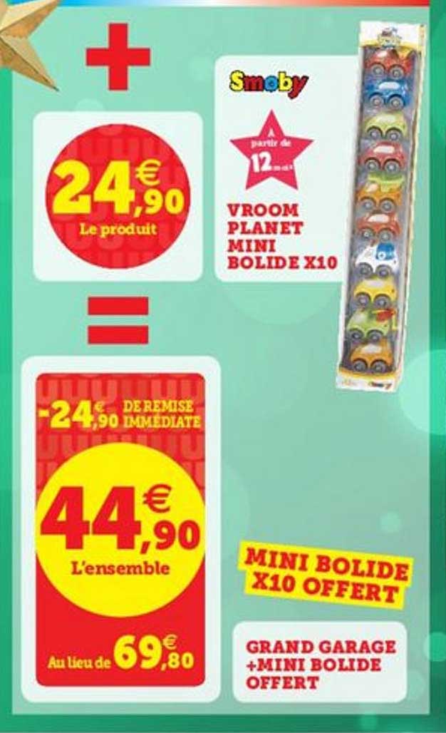 grand garage + mini bolide offert, vroom planet mini bolide x10