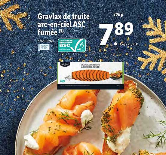 gravlax de truite arc-en-ciel asc fumée