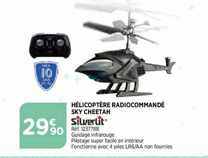 hélicoptère radiocommandé sky cheetah sliverlit