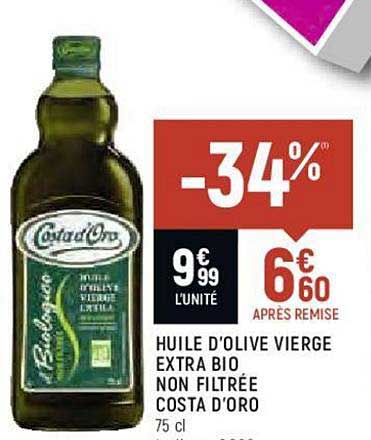huile d'olive vierge extra bio non filtrée costa d'oro