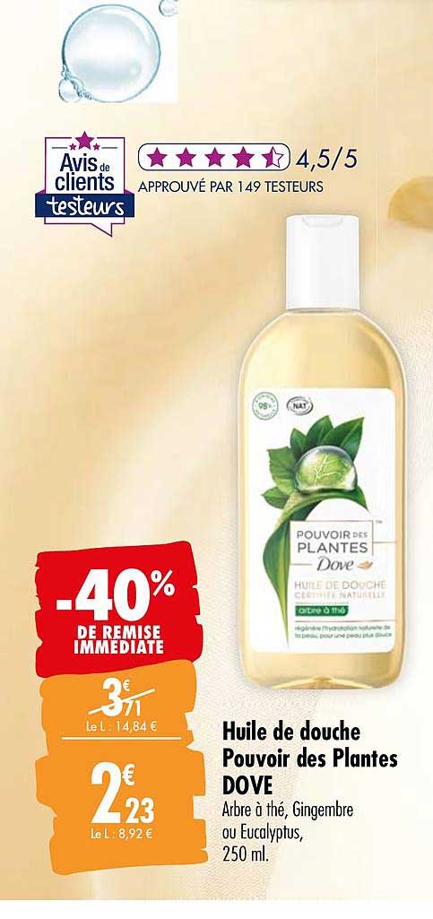 huile de douche pouvoir des plantes dove