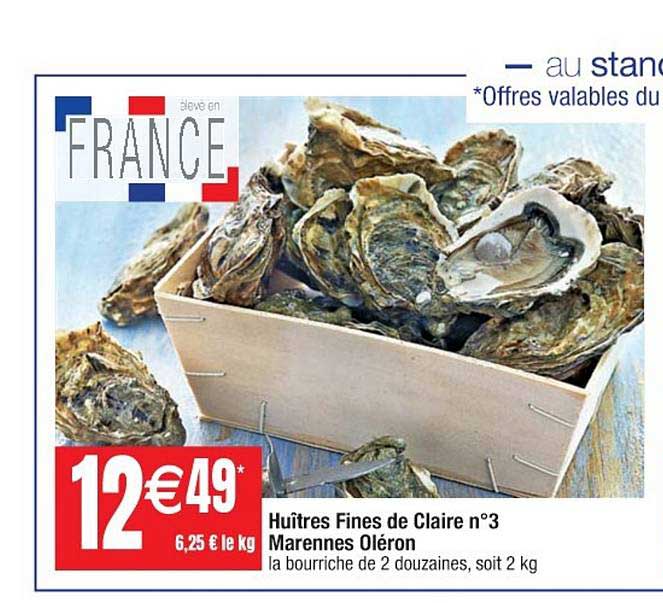 huîtres fine de claire n°3 marennes oléron