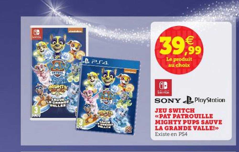 jeu switch «pat patrouille mighty pups sauve la grande vallé!»