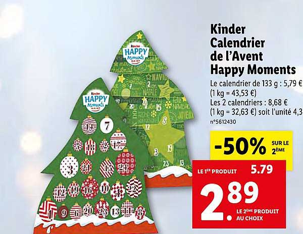 kinder calendrier de l'avent happy moments
