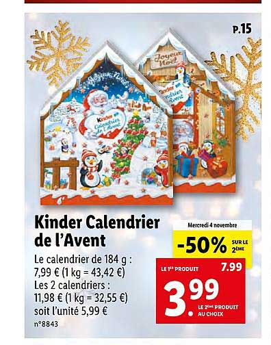 kinder calendrier de l'avent