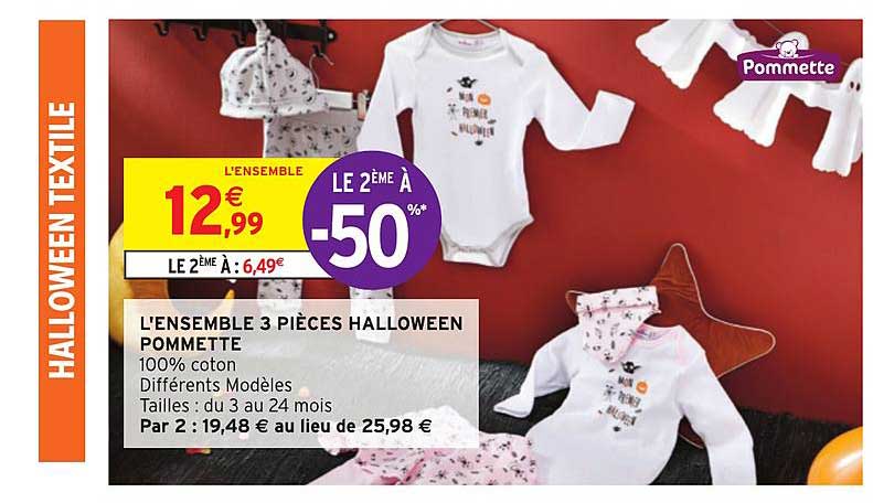 l'ensemble 3 pièces halloween pommette le 2ème à -50%