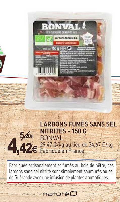 Lardons Fumés Sans Sel Nitrités Bonval