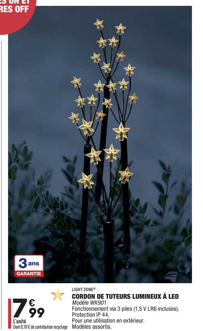 light zone cordon de tuteurs lumineux à led