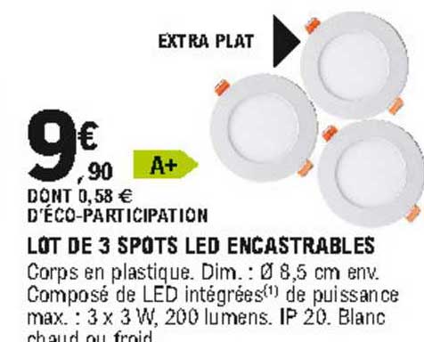 lot 3 spots led encastrables