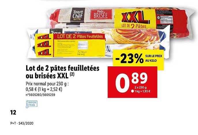 lot de 2 pâtes feuilletées ou brisées xxl
