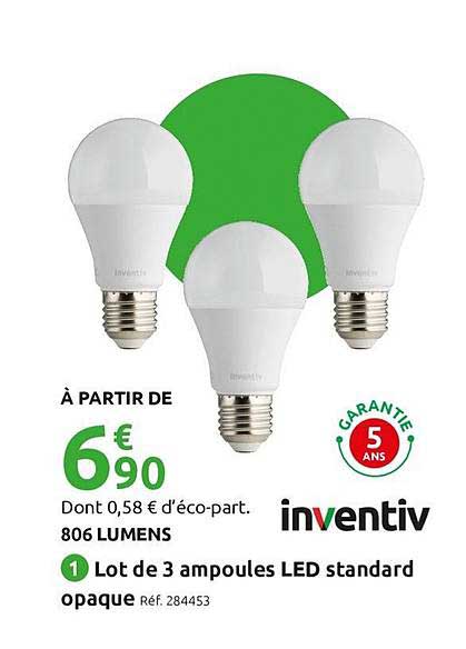 lot de 3 ampoules led standard opaque inventiv