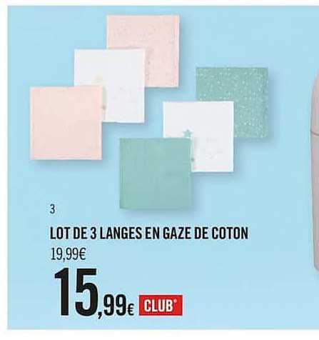 lot de 3 langes en gaze de coton