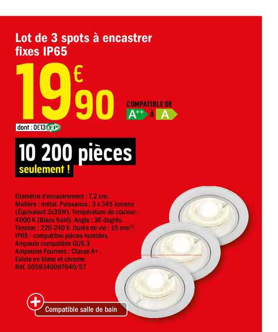lot de 3 pots à encastrer fixes ip65