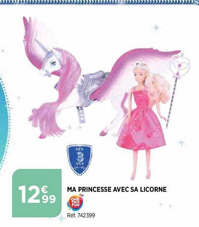 ma princesse avec sa licorne one two fun