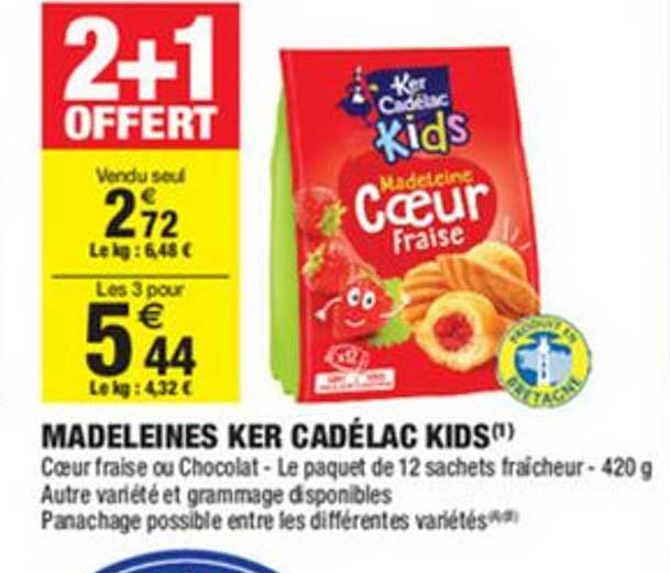 madeleines ker kadélac kids 2+1 offert