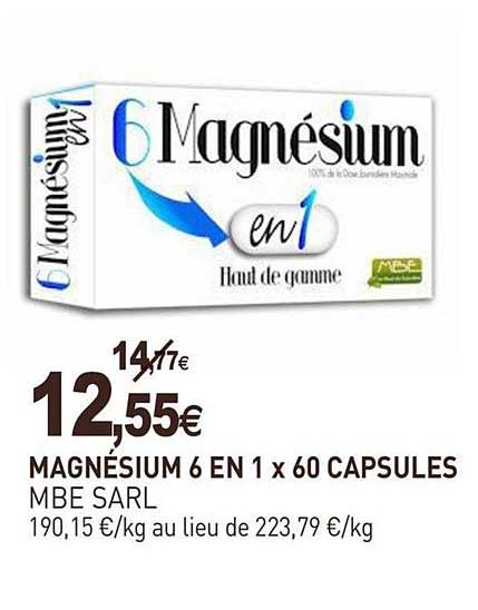magnésium 6 en 1 x 60 capsules mbe sarl