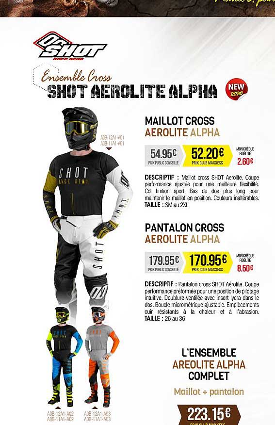 Maillot Cross Aerolite Alpha, Pantalon Cross Aerolite Alpha, L'ensemble Aerolite Alpha Complet