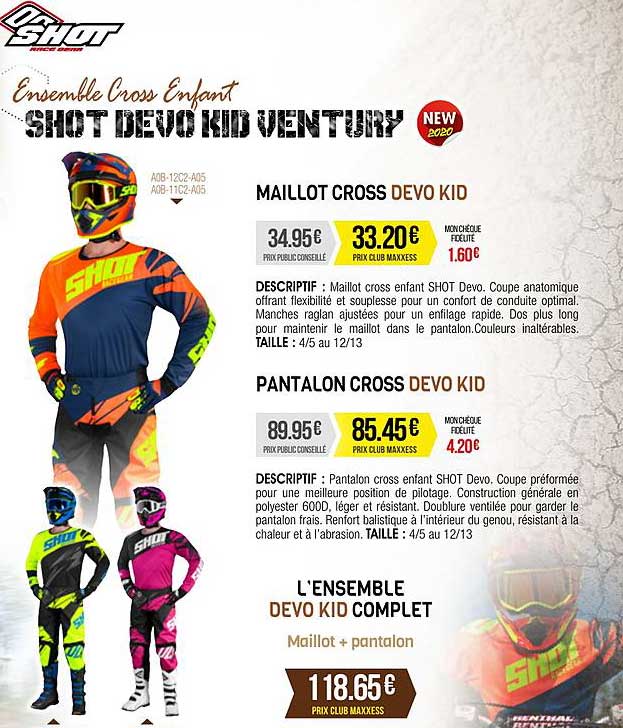 maillot cross devo kid, pantalon cross devo kid, l'ensemble devo kid complet