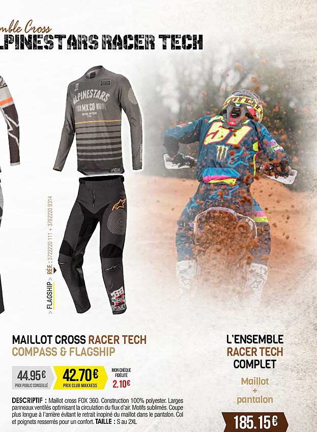 maillot cross racer tech compass & flagship, l'ensemble racer tech complet
