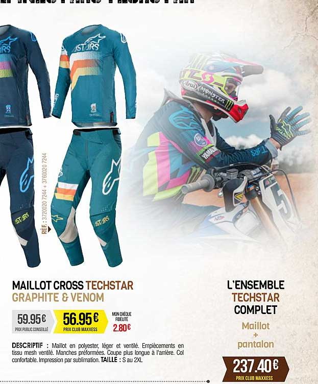 maillot cross techstar graphite & venom, l'ensemble techstar complet