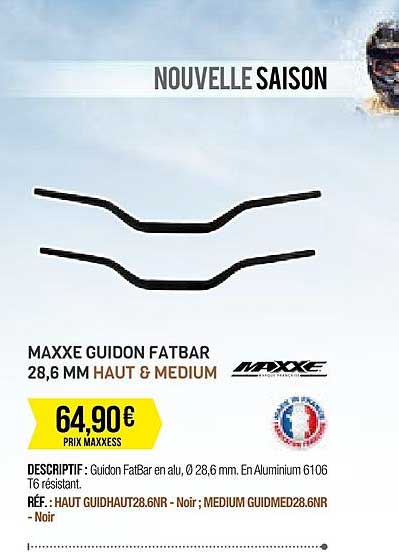 maxxe guidon fatbar 28,6 mm haut & medium