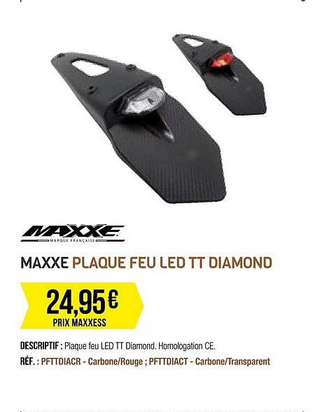 maxxe plaque feu led tt diamond