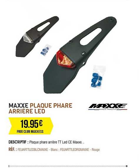 maxxe plaque phare arrière led