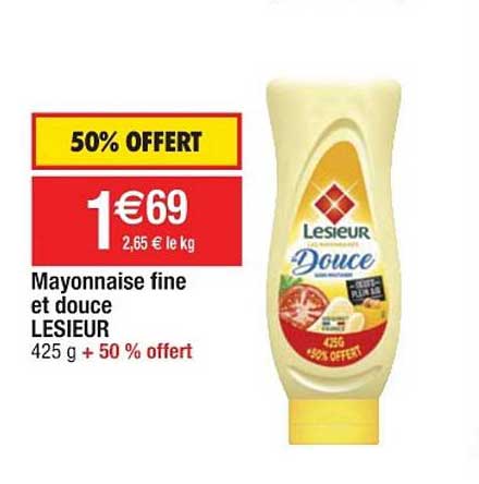 Mayonnaise Fine Et Douce Lesieur 50% Offert