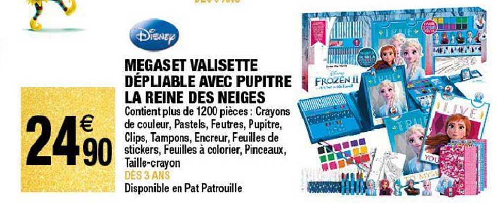 megaset valisette dépliable avec pupitre la reine des neiges