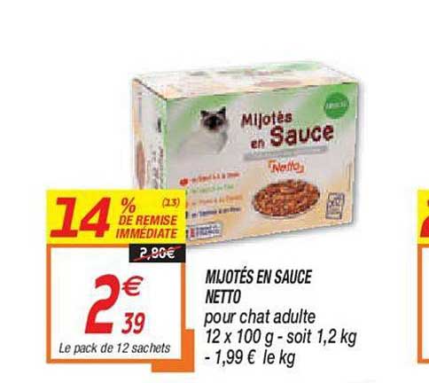 mijotés en sauce netto 14% de remise immédiate