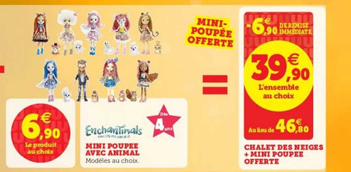 mini poupée avec animal, chalet des neiges + mini poupée offerte