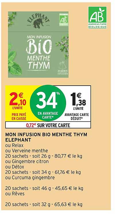 mon infusion bio menthe thym éléphant