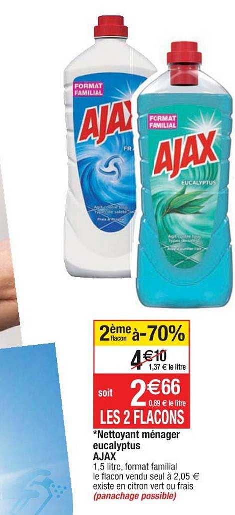 Nettoyant Ménager Eucalyptus Ajax Le 2ème Flacon à -70%