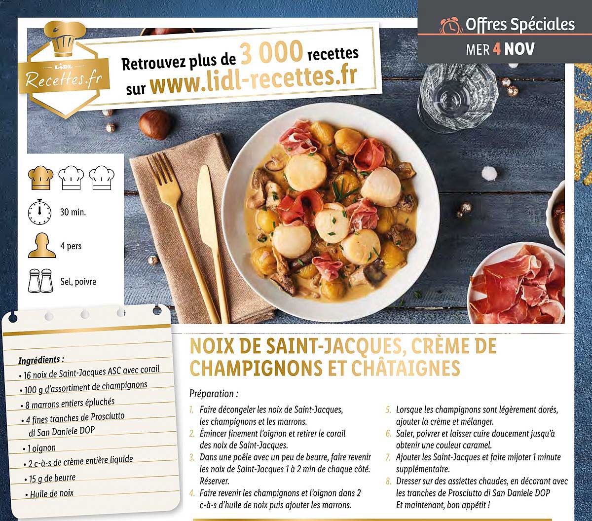 noix de saint-jacques, crème de champignons et châtaignes