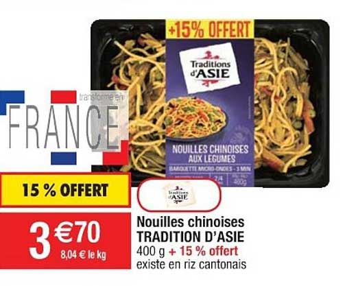 nouilles chinoises tradition d'asie 15% offert