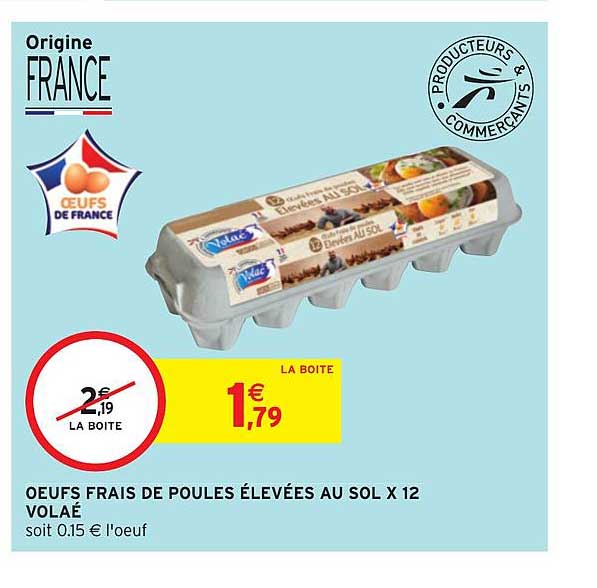 oeufs frais de poules élevées au sol x 12 volaé