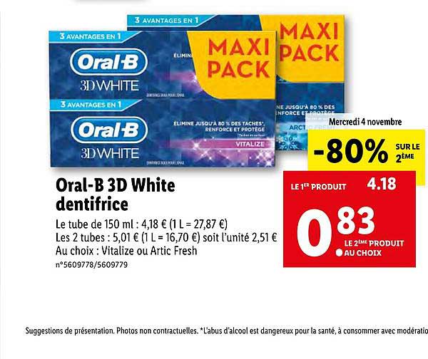 oral-b 3d white dentifrice