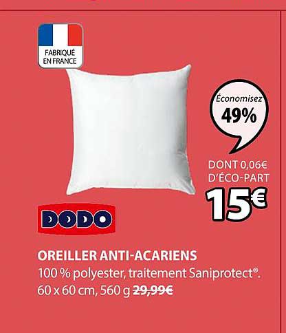 oreiller anti acariens dodo
