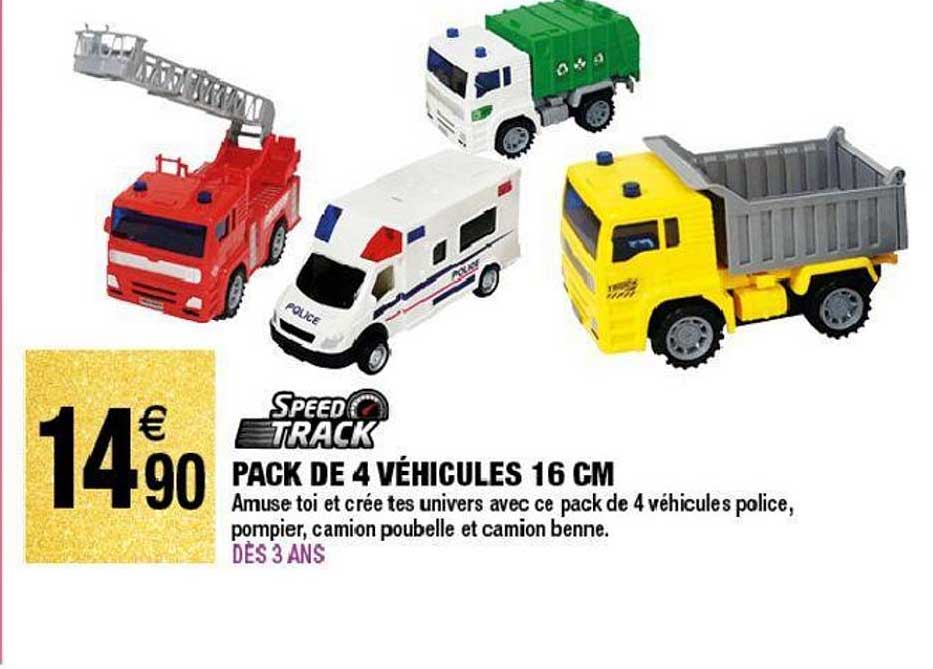 pack de 4 véhicules 16 cm speed track