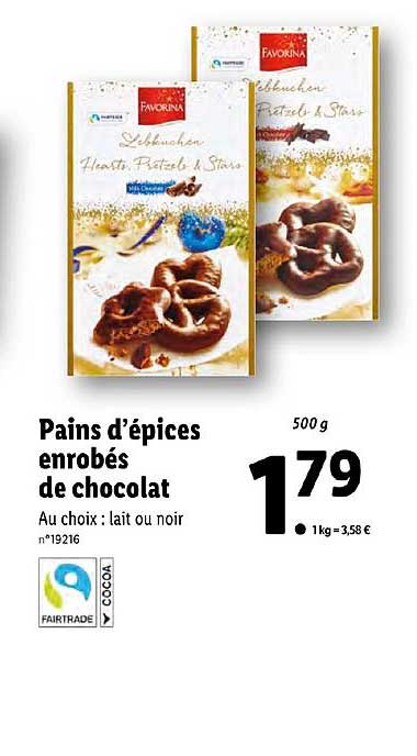 pains d'épices enrobés de chocolat